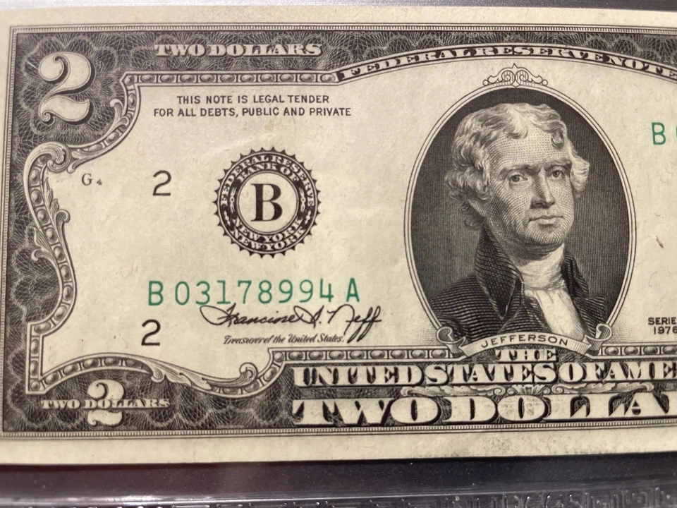 1976 $2 Notes PCGS 63 & 40 PPQ Fr1935-B NY Neff-Simon Consecutive Pair Rare - Image 4 of 4