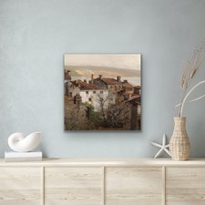 Vintage painting of a Mediterranean city   Canvas Wall Art Picture Print