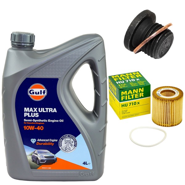 MotoröL Filter Set 10W-40 4 Liter + ÖLablassschraube FüR Seat Skoda VW Polo 1.2-image