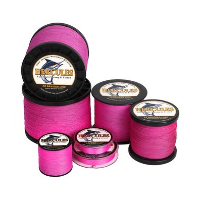 HERCULES Pink PE Braided Fishing Line 4 Strands 6lb-100lb Zero Stretch