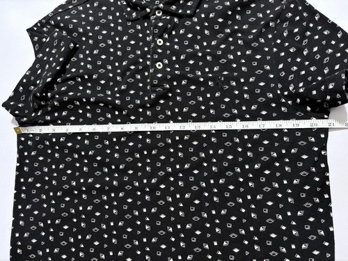 Polo Ralph Lauren Polo Featherweight Mesh Black White Geometric Golf Mens Medium - Picture 13 of 16