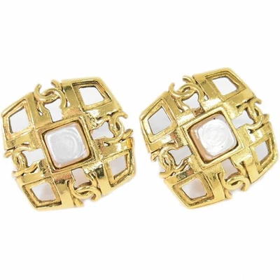 Boucles d'oreilles clips plaqué or CHANEL CC - Photo 1/4