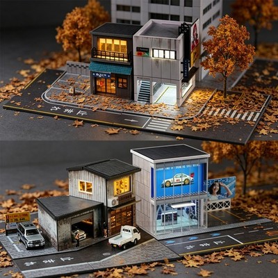 Diorama 1:64 Garage Modell Parkplatzscene Mit LED Licht Stadt Gebäude Modell DE