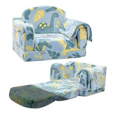 Comfy Toddler Chair and Couch for Kids with Blanket,2-in-1 Soft Plush Green