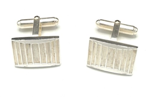 WEH Walter E Hayward Sterling Silver Engine Turned Modernist Cufflinks NOS 12.2g