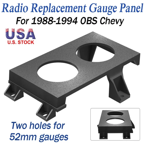 For 88-94 OBS Chevy Radio Replacement Dual Gauge Panel Fit 52mm & 2 1/16"" Gauges