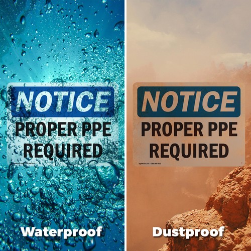 (2 Pack) Proper PPE Required OSHA Notice Sign Decal Metal Plastic - 第 6/23 張圖片