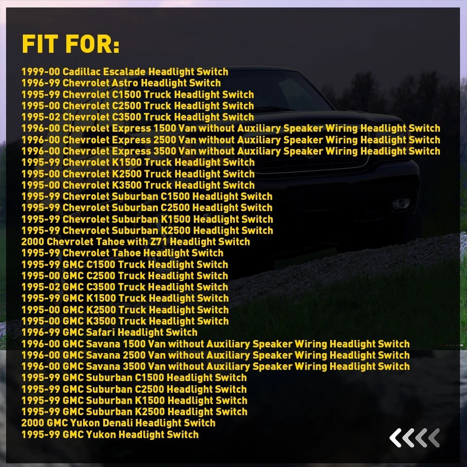 Выключатель парковочного света для 95–99 Chevy GMC грузовика D1523H - Изображение 3 из 4