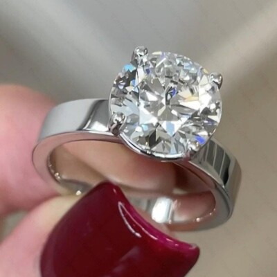 2.48Ct Round Moissanite Classic Solitaire Engagement Ring 14K White Gold Plated