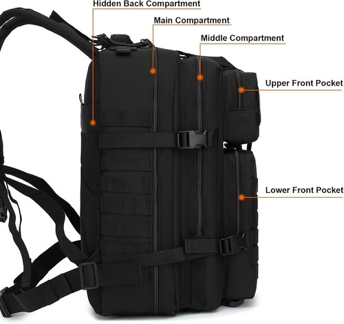 50L Military Tactical Backpack for Men Women 3 Day Assault Pack Army Camping Bag - Picture 3 of 19