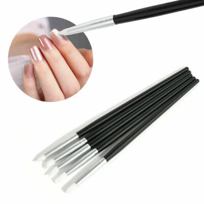 CBASE 5pcs Silicone Soft Paint Brushes Wooden Handle Nail Art Design Carving Brushes