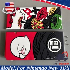 Top Bottom Cover Housing Shell Faceplate For Nintendo New 3DS Boo Mario Hanafuda
