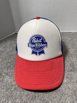 Pabst Blue Ribbon PBR Truckers Mesh Red White Royal CLEANED Hat Cap Beer Alcohol