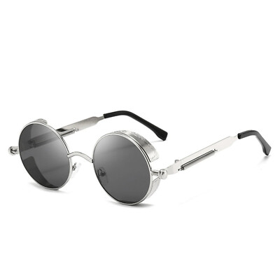 Vintage Retro Sonnenbrille Steampunk Rund Lennon Style silber Cool UV400, 5310 S