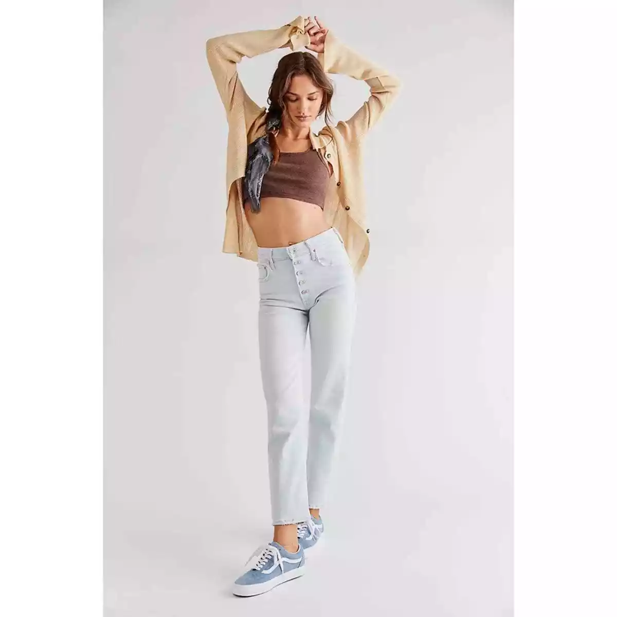 Free People x MOTHER The Pixie Tomcat Ankle Jeans Pina Colada Paradise 238
