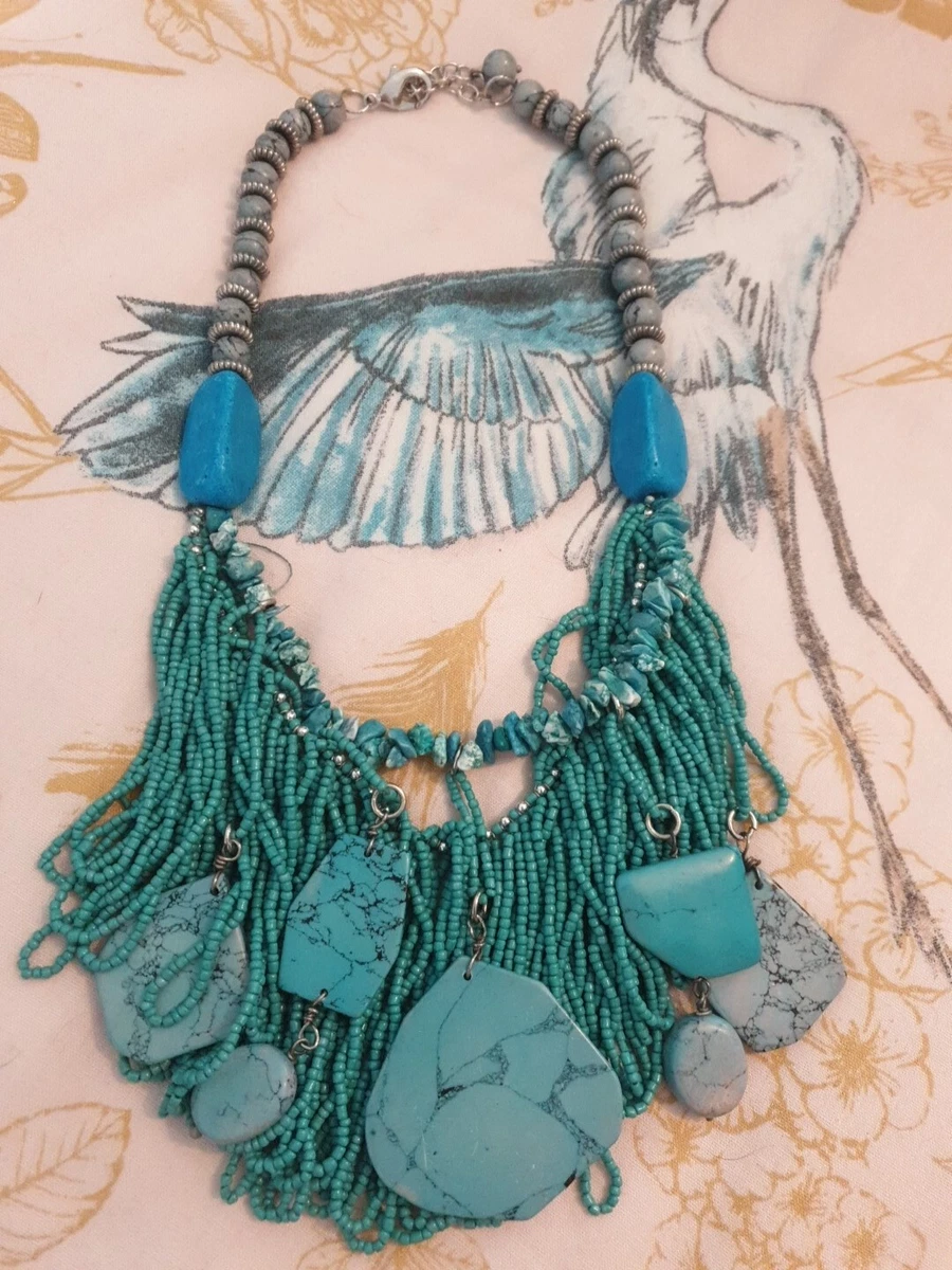 Turquoise blue shop beaded necklace