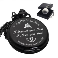 Personalised Pocket Watch Gift for Him Husband Boyfriend Birthday Valentines