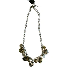 Jim Shore Dangle Necklace with Gold & Silver Plated Hearts - NWT