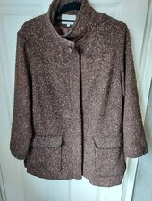 Jfw Coat Size 12 Ladies Brown Wool Coat Long Sleeved Jacket Womens High Neck