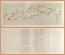 20" x 24" Map of Topographic of The Island of Vieques, Puerto Rico Puerto Rico