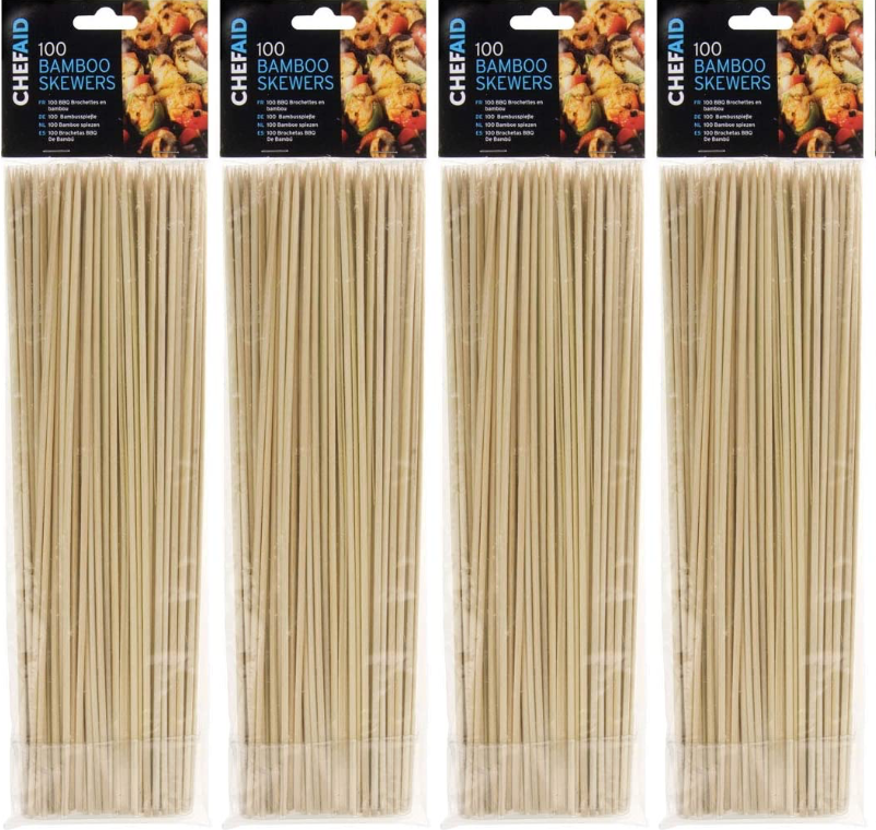 400x Chef Aid Bamboo Cooking BBQ Grill Buffets Party Skewers 25.5cm - Beige