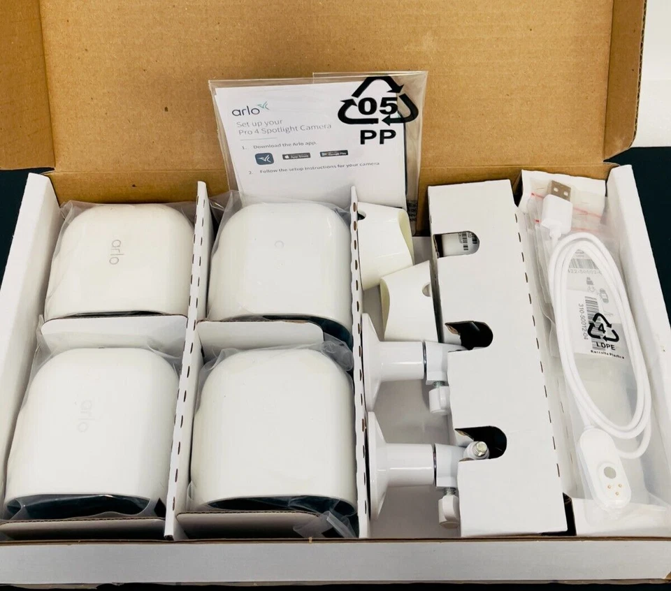 Arlo Pro 4 Spotlight 4 Wire Free Camera Security System 2-Way Audio, NEW - Image 2 of 2