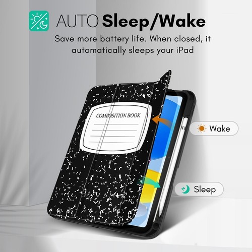 Trifold Smart Stand Cover - Custodia per iPad 10a Generazione 2022, Libro Composizione Nero - Foto 3 di 7