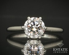 14k White Gold Round GIA Natural 1.00ct Diamond Solitaire Ring 4.9g i16484