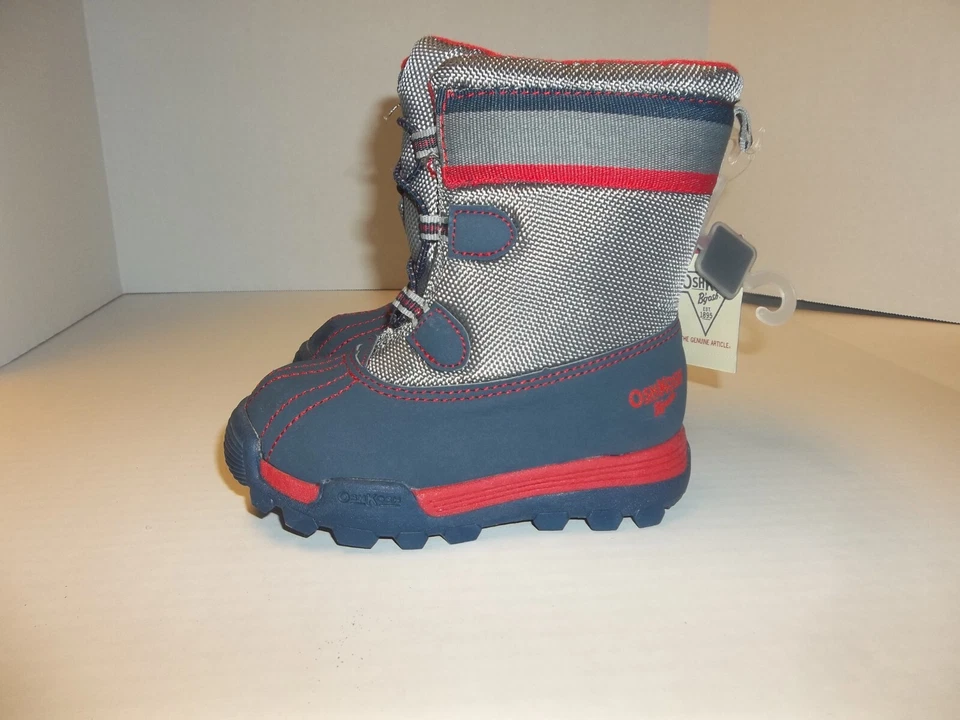 OshKosh B’gosh Niño Pequeño Sin Cordones Nieve Invierno Botas, Azul/Plateado/Rojo Talla 7 Foto 3 de 4