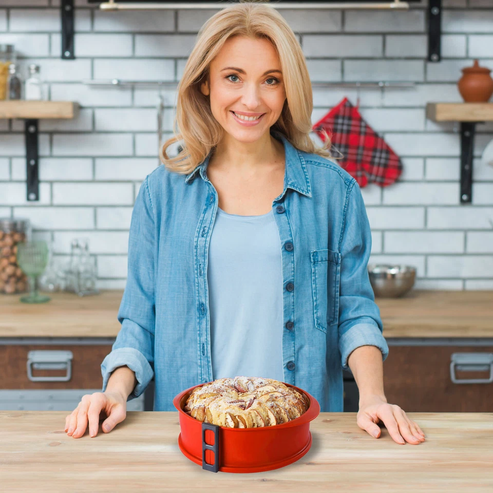 Silikon Springform Antihaftbeschichtete Kuchen Backform Silikonform & Glasboden - Bild 3 von 4