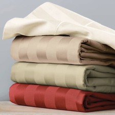 US Sizes 3 PC 1000 Count 100 Cotton Stripe 'Fitted Sheet 2 Pillow Case'