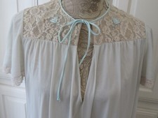 Vintage Long Pale Blue Nightgown - Claire Sandra by Lucie Ann - Size Petite
