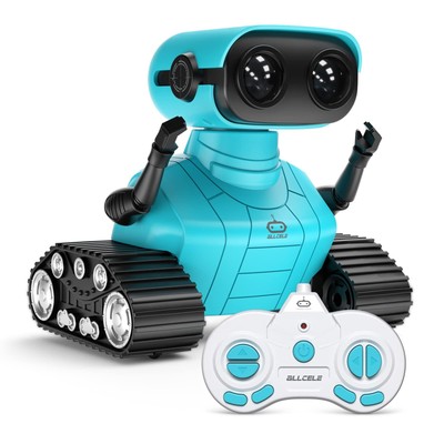 ALLCELE Robot Enfant JouetTélécommandés Rechargeables avec Yeux LED Musique e...