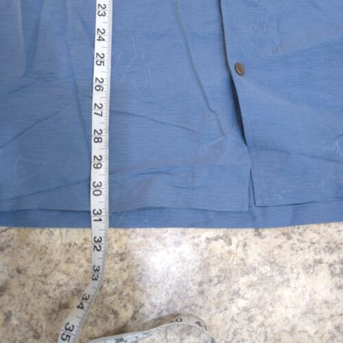 Vintage Big Dogs Shirt Men Extra Large Blue Short Sleeve Button Up SIlk Solid XL - Picture 3 of 13