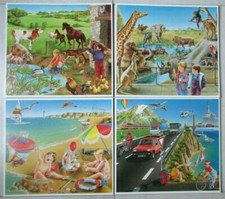 Lot 11 plaques cartonnées scolaires éducation illustrations couleur 33,5 x 30 cm