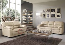 DIVANO 2 + 3 POSTI ECOPELLE NUVOLATA SALOTTO PELLE DIVANI italiani IMBOTTITO