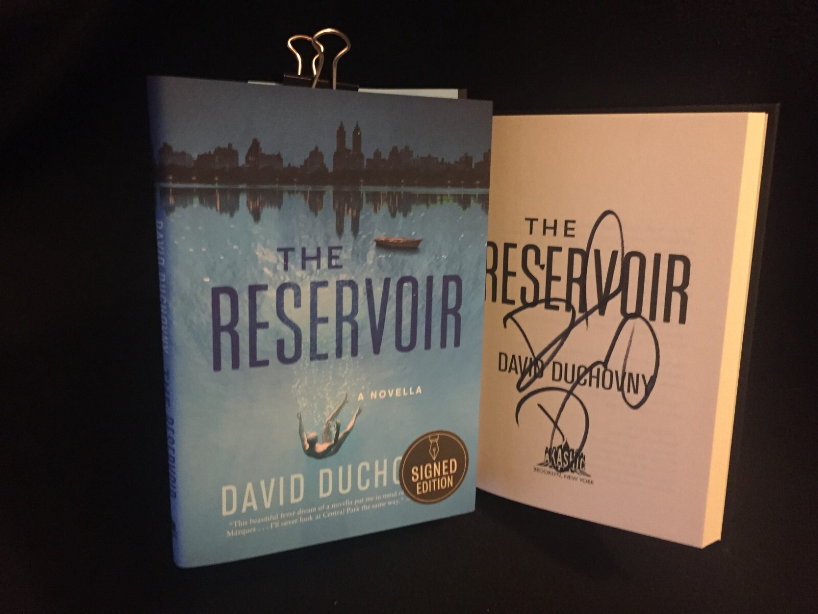 David Duchovny signed The Reservoir 1st printing novella hardcover book ...