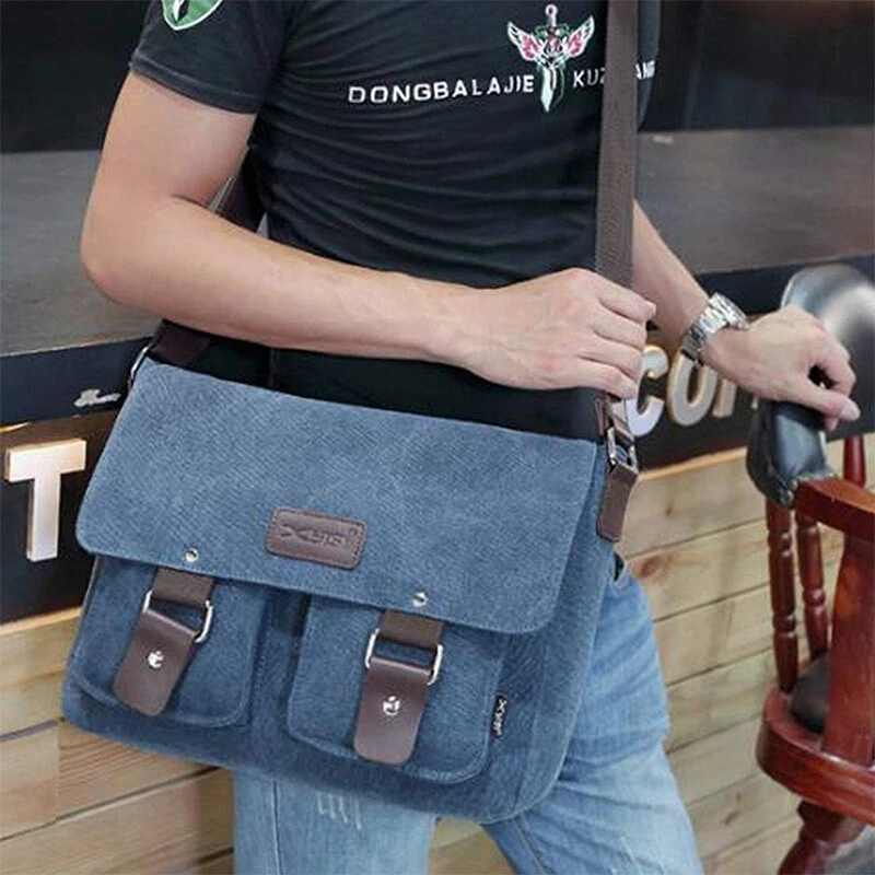 Men&#039;s Messenger Bag Canvas Satchel Cross Laptop Vintage Shoulder Strap | eBay