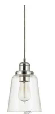 HDCMelton 1-Light Polished Nickel Pendant with Clear Glass Shade