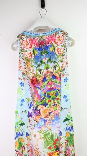 Camilla "Miranda's Diary" 100% silk long cross back sleeveless top size S/UK10 - Picture 8 of 12