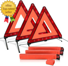 3 Pack Emergency Warning Triangles Reflective Roadside Safety Triangle Kit