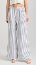 Reformation Fernando Linen Wide Leg Pant in Antibes Stripe Size Small