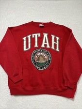Vintage 90  s University Of Utah Men  s Puff Print Sweatshirt Red Size XL
