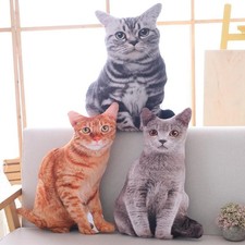 Realistic 3D Cat Plush Toy Soft Stuffed Animal Pillow Kawaii Cushion for Kids Gi
