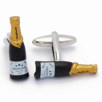 Manschettenknöpfe - Champage Champagner Flasche Brut Brown - - 26mm x 8mm -
