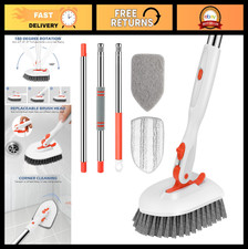 3-in-1 Tile Tub Scrubber Brush with Long Handle for Shower  Bathroom Cleaning