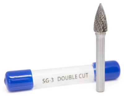Benchmark Abrasives Pointed Tree Shape Round Nose Premium Double Cut Silver