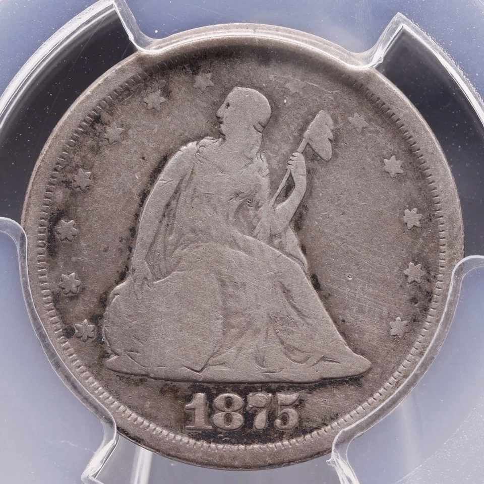 1875-S Twenty Cent Piece PCGS Genuine • Cleaned Fine Details Short-Lived Series - Image 3 of 4