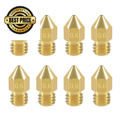 Aokin 8 Pcs 0.6mm MK8 Extruder Nozzles 3D Printer for Creality 