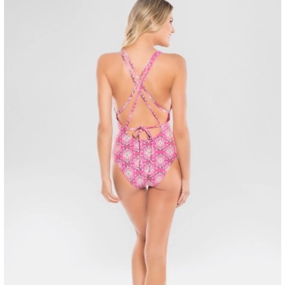 Tori Praver Swimwear Haze One Piece Swimsuit Magenta XL - Image 2 of 4